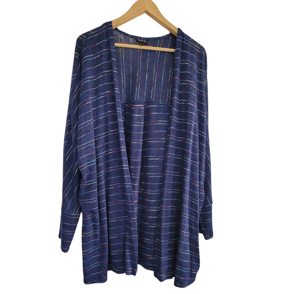 Torrid Navy Multicolor Striped Cardigan